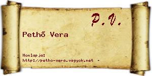 Pethő Vera névjegykártya